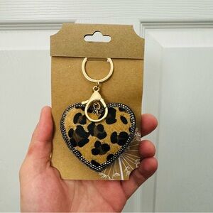 Leopard Print Heart Keychain